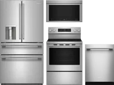 4 Piece Package Includes Refrigerator, Range, Microwave And Dishwasher