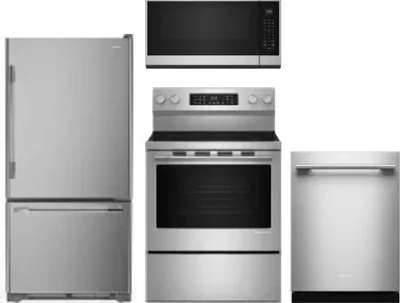 4 Piece Package Includes Refrigerator, Range, Microwave And Dishwasher