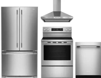 4 Piece Package Includes Refrigerator, Range, Hood And Dishwasher