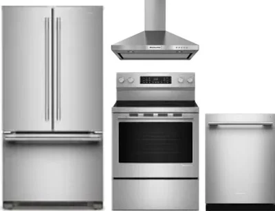 4 Piece Package Includes Refrigerator, Range, Hood And Dishwasher