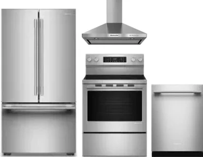 4 Piece Package Includes Refrigerator, Range, Hood And Dishwasher