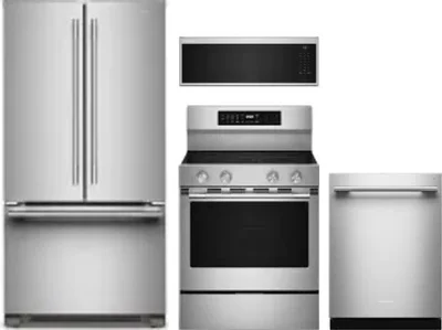 4 Piece Package Includes Refrigerator, Range, Microwave And Dishwasher