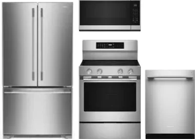 4 Piece Package Includes Refrigerator, Range, Microwave And Dishwasher