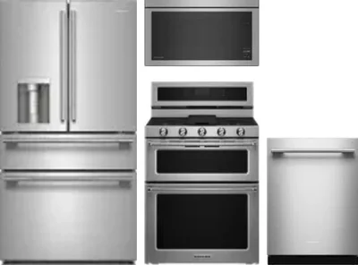 4 Piece Package Includes Refrigerator, Range, Microwave And Dishwasher