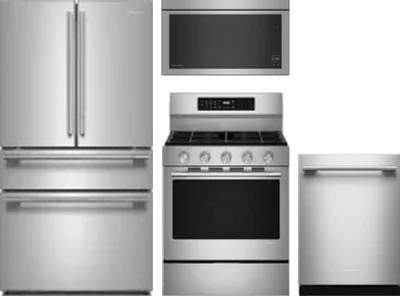 4 Piece Package Includes Refrigerator, Range, Microwave And Dishwasher