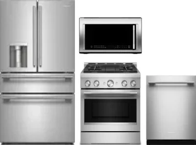 4 Piece Package Includes Refrigerator, Range, Microwave And Dishwasher