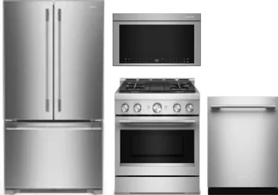 4 Piece Package Includes Refrigerator, Range, Microwave And Dishwasher