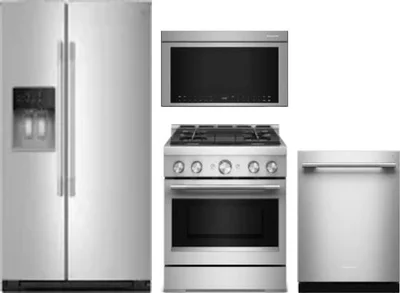 4 Piece Package Includes Refrigerator, Range, Microwave And Dishwasher