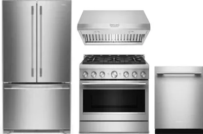 4 Piece Package Includes Refrigerator, Range, Hood And Dishwasher