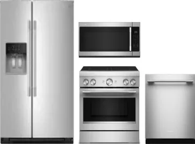 4 Piece Package Includes Refrigerator, Range, Microwave And Dishwasher