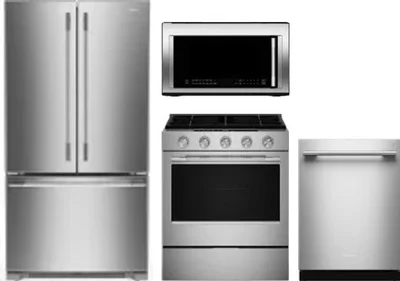 4 Piece Package Includes Refrigerator, Range, Microwave And Dishwasher