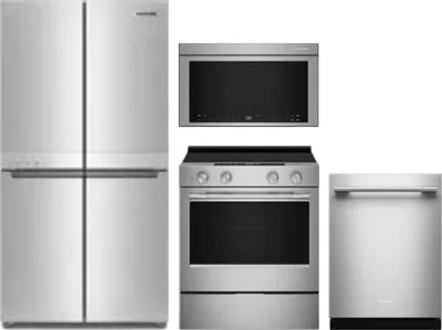 4 Piece Package Includes Refrigerator, Range, Microwave And Dishwasher
