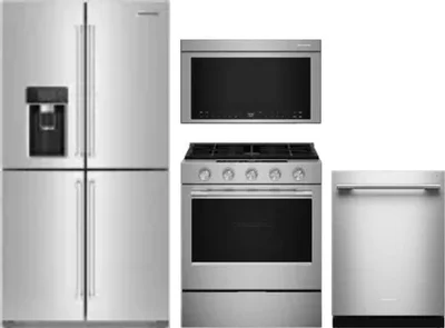 4 Piece Package Includes Refrigerator, Range, Microwave And Dishwasher
