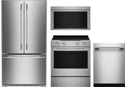 4 Piece Package Includes Refrigerator, Range, Microwave And Dishwasher