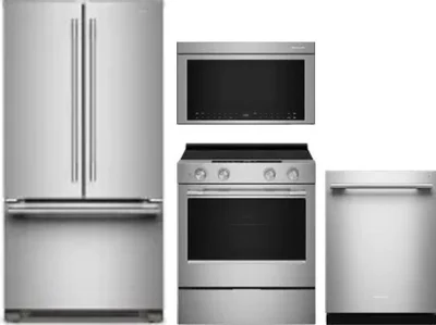 4 Piece Package Includes Refrigerator, Range, Microwave And Dishwasher