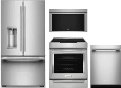 4 Piece Package Includes Refrigerator, Range, Microwave And Dishwasher