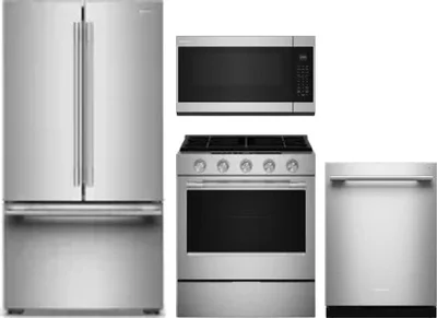 4 Piece Package Includes Refrigerator, Range, Microwave And Dishwasher