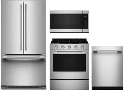 4 Piece Package Includes Refrigerator, Range, Microwave And Dishwasher
