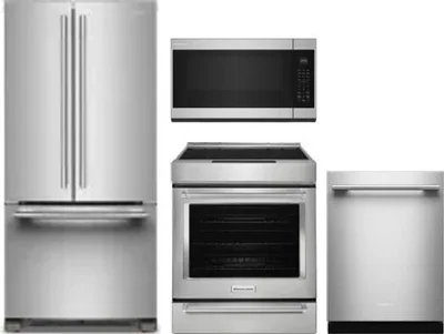 4 Piece Package Includes Refrigerator, Range, Microwave And Dishwasher