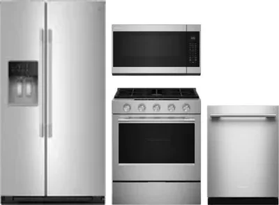 4 Piece Package Includes Refrigerator, Range, Microwave And Dishwasher