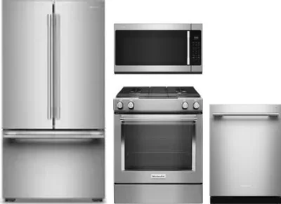 4 Piece Package Includes Refrigerator, Range, Microwave And Dishwasher