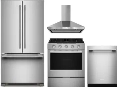 4 Piece Package Includes Refrigerator, Range, Hood And Dishwasher
