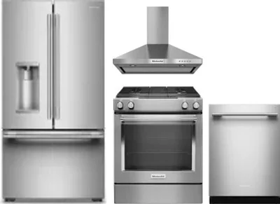 4 Piece Package Includes Refrigerator, Range, Hood And Dishwasher