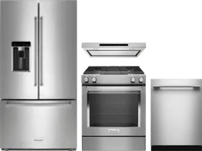 4 Piece Package Includes Refrigerator, Range, Hood And Dishwasher