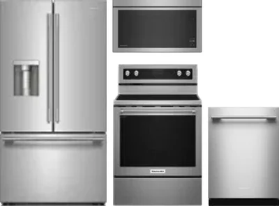 4 Piece Package Includes Refrigerator, Range, Microwave And Dishwasher