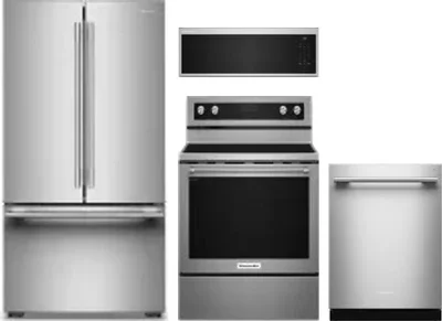 4 Piece Package Includes Refrigerator, Range, Microwave And Dishwasher
