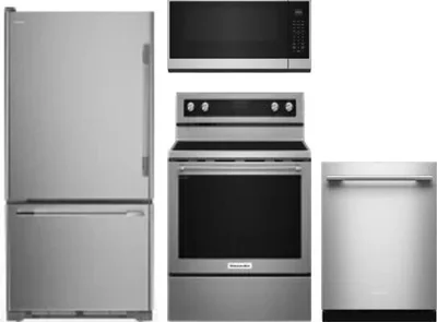 4 Piece Package Includes Refrigerator, Range, Microwave And Dishwasher