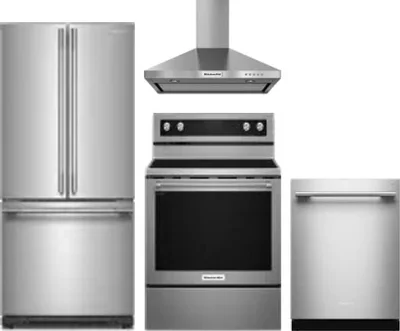 4 Piece Package Includes Refrigerator, Range, Hood And Dishwasher