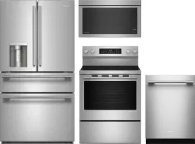 4 Piece Package Includes Refrigerator, Range, Microwave And Dishwasher