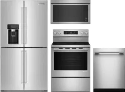 4 Piece Package Includes Refrigerator, Range, Microwave And Dishwasher