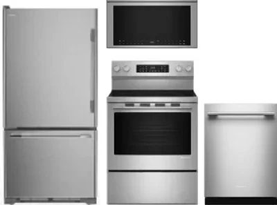 4 Piece Package Includes Refrigerator, Range, Microwave And Dishwasher