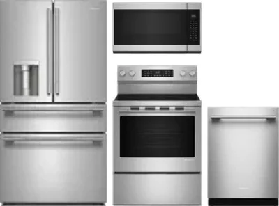 4 Piece Package Includes Refrigerator, Range, Microwave And Dishwasher
