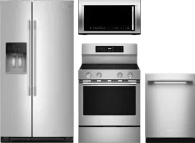4 Piece Package Includes Refrigerator, Range, Microwave And Dishwasher
