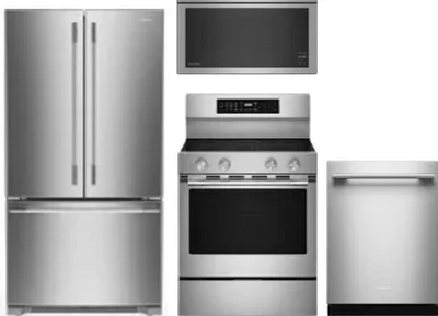 4 Piece Package Includes Refrigerator, Range, Microwave And Dishwasher