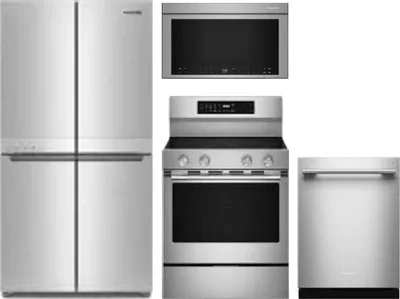 4 Piece Package Includes Refrigerator, Range, Microwave And Dishwasher