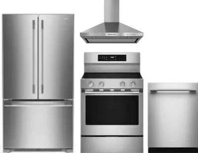 4 Piece Package Includes Refrigerator, Range, Hood And Dishwasher