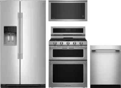 4 Piece Package Includes Refrigerator, Range, Microwave And Dishwasher