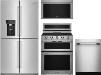 4 Piece Package Includes Refrigerator, Range, Microwave And Dishwasher