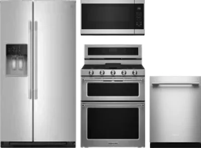 4 Piece Package Includes Refrigerator, Range, Microwave And Dishwasher