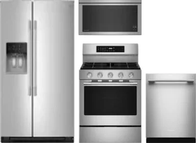 4 Piece Package Includes Refrigerator, Range, Microwave And Dishwasher