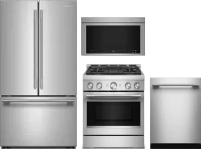 4 Piece Package Includes Refrigerator, Range, Microwave And Dishwasher