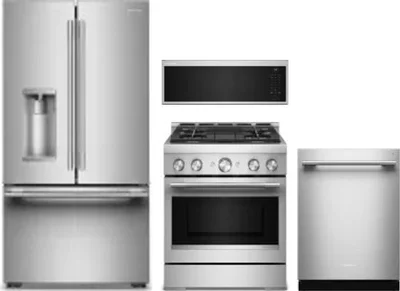4 Piece Package Includes Refrigerator, Range, Microwave And Dishwasher