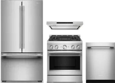 4 Piece Package Includes Refrigerator, Range, Hood And Dishwasher