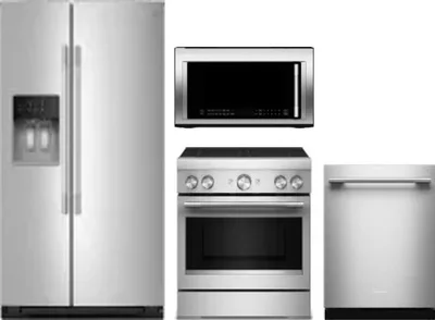 4 Piece Package Includes Refrigerator, Range, Microwave And Dishwasher