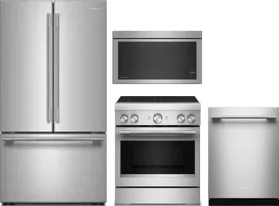 4 Piece Package Includes Refrigerator, Range, Microwave And Dishwasher