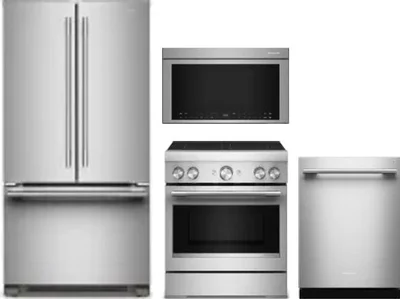 4 Piece Package Includes Refrigerator, Range, Microwave And Dishwasher